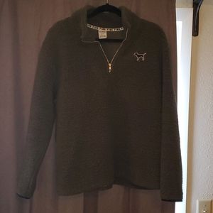 Pink Brand Army Green Fluffy QuarterZip Sweatshirt